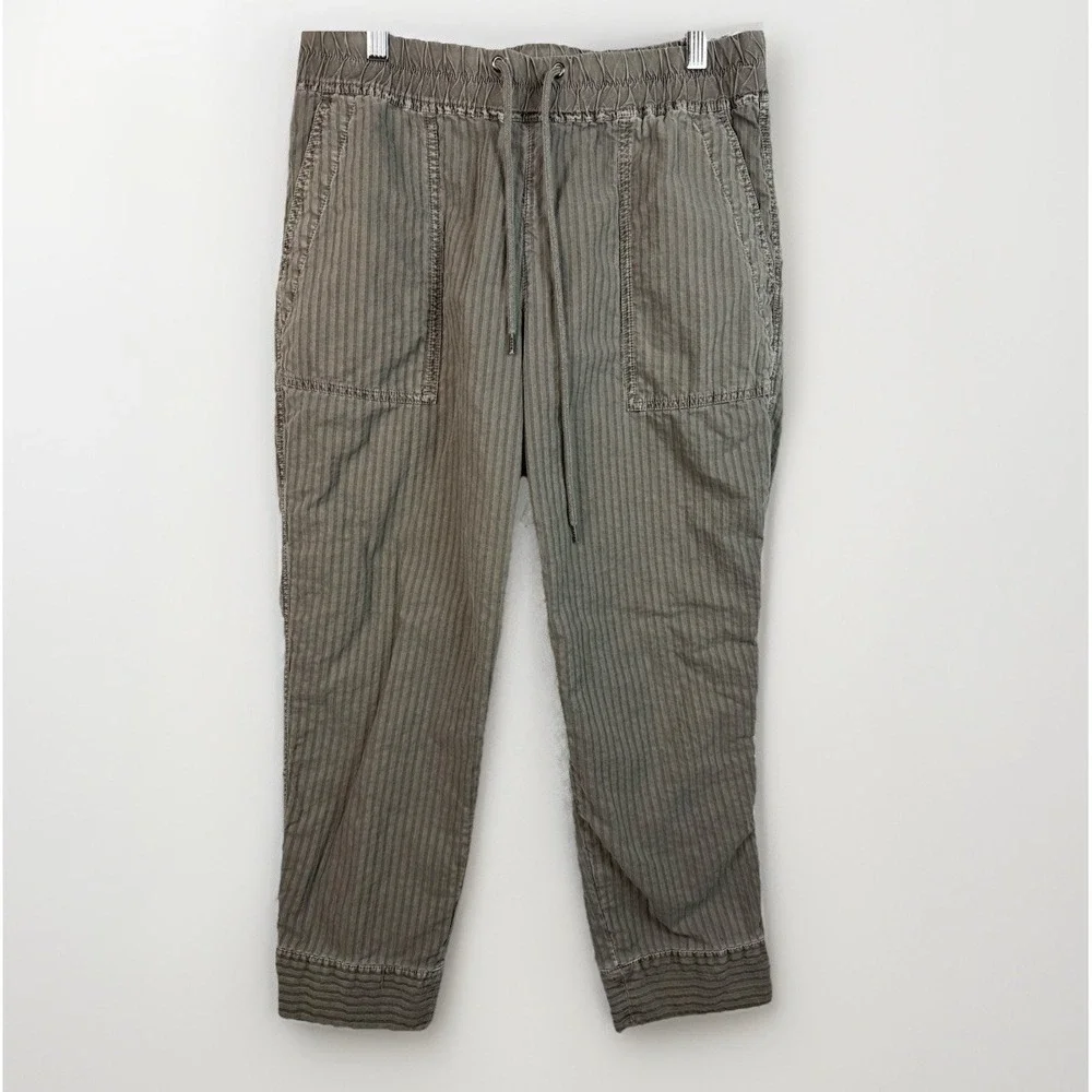James Perse Utility Crop Jogger Pants Women (M) Olive Stripe WSSC1981 $225 - Picture 2 of 12